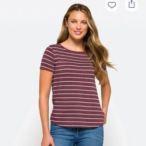 Pink Clover Red and White Fitted Short Sleeve Tee